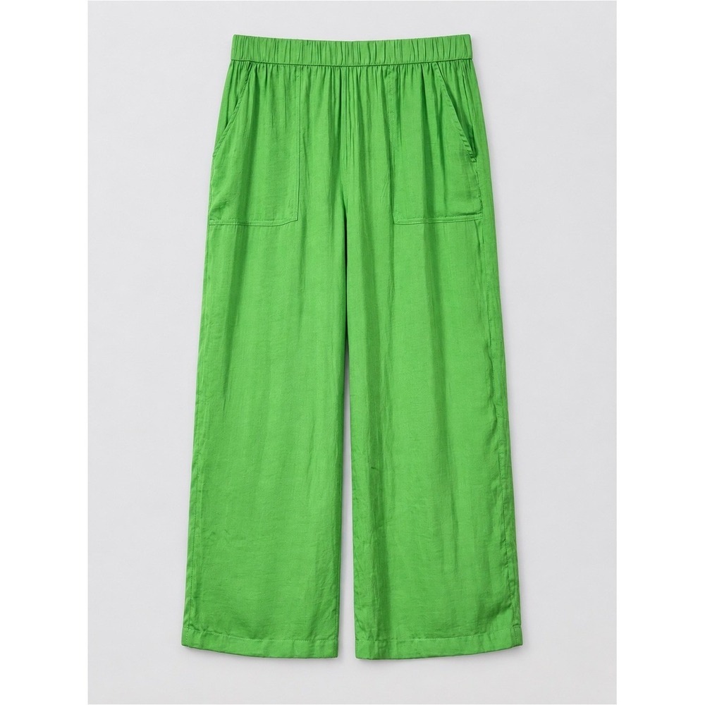 Rachel Zoe Womens Wide Leg Satin Pants Medium Kelly Green Coastal New
